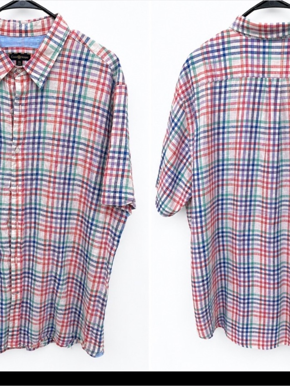 Club Monaco Multicolored Plaid Short-Sleeve Button-Down Shirt